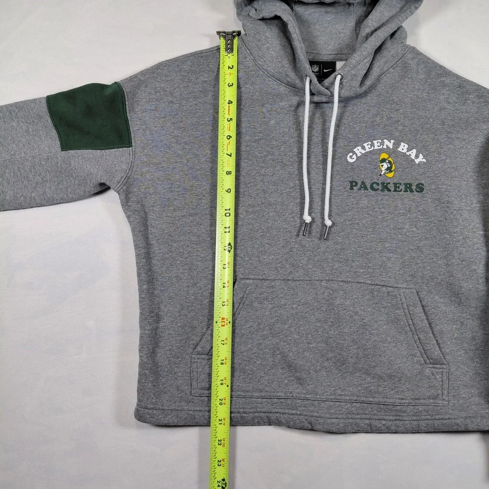 Nike Green Bay‎ Packers Womens XS Gray Fleece Crop Hoodie NFL Team Apparel